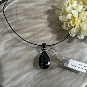 NEW Starborn Jewels Quartz Druzy Dragon Teardrop Sterling Silver Pendant 90s NWT